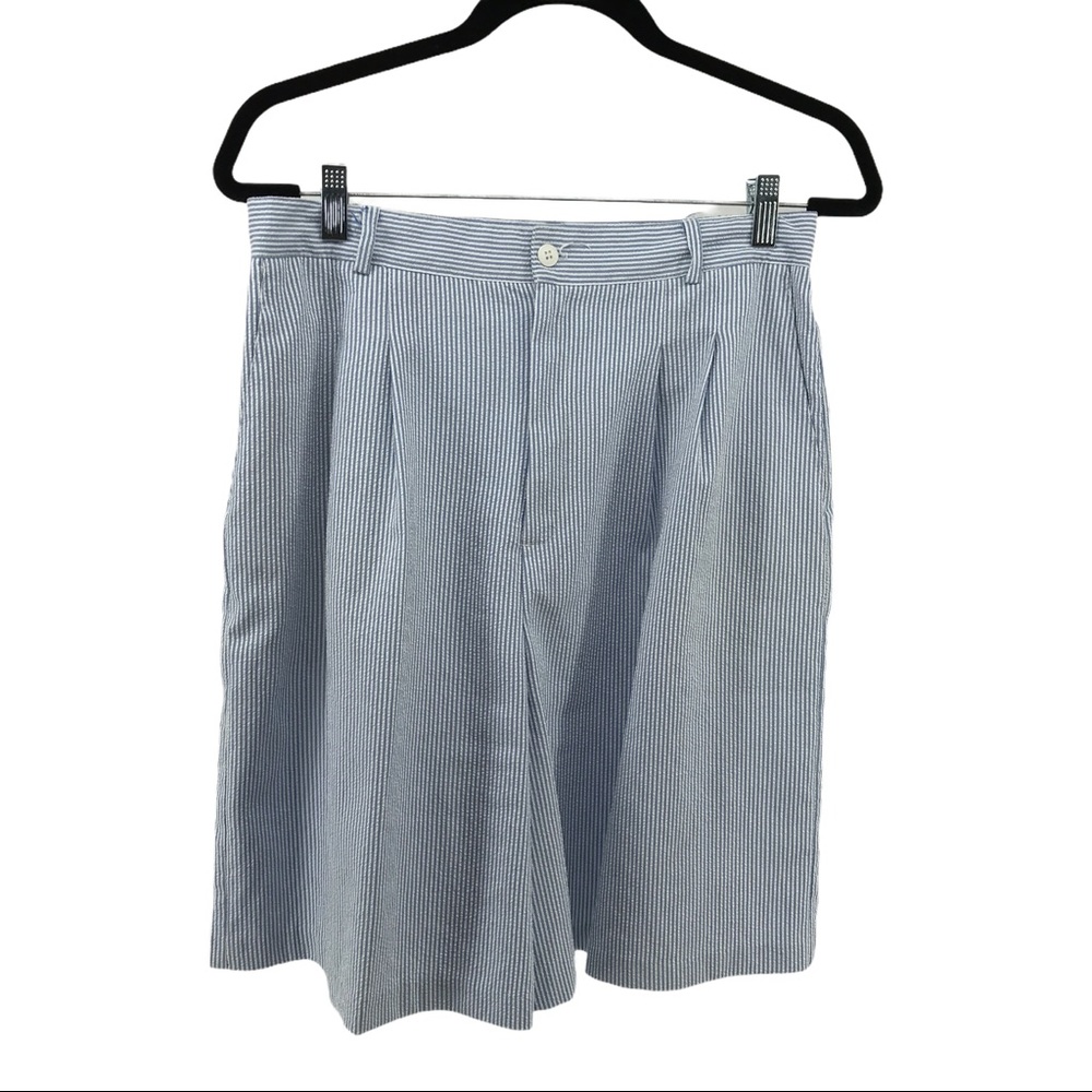 Joan‎ Walters Vintage High Waist Mom Blue White Striped Shorts Size 12
